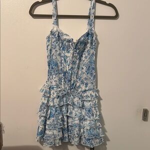 NWT Missguided pastel blue and white mini dress corset style short Small Lined